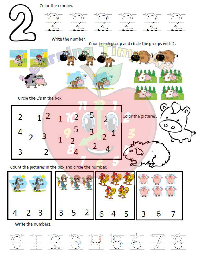 Number and Coloring Skills Book: Level 2