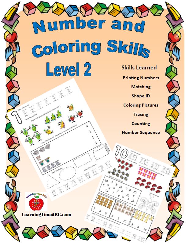 Number and Coloring Skills Book: Level 2